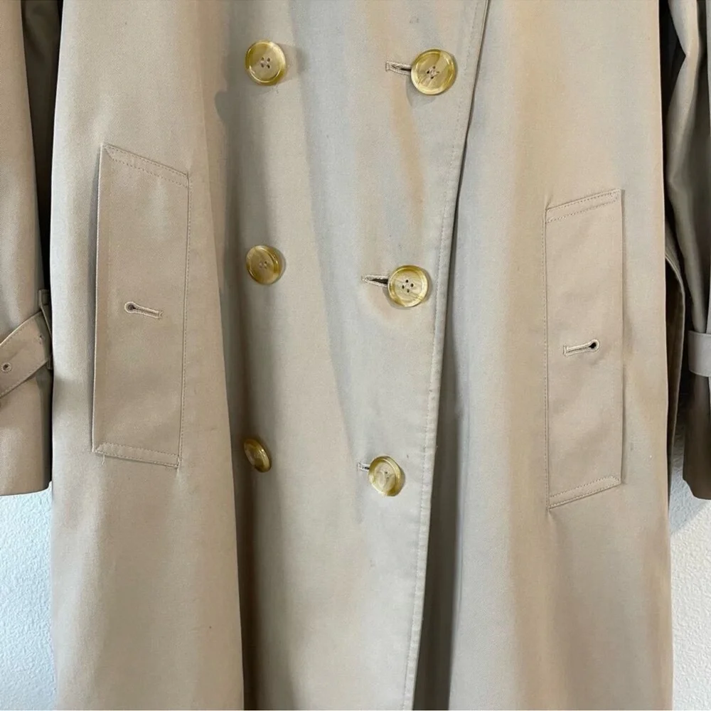 Burberry Vintage Women's Tan Cotton Long Trench Coat w/ Belt (10 L) - Picture 5 of 15
